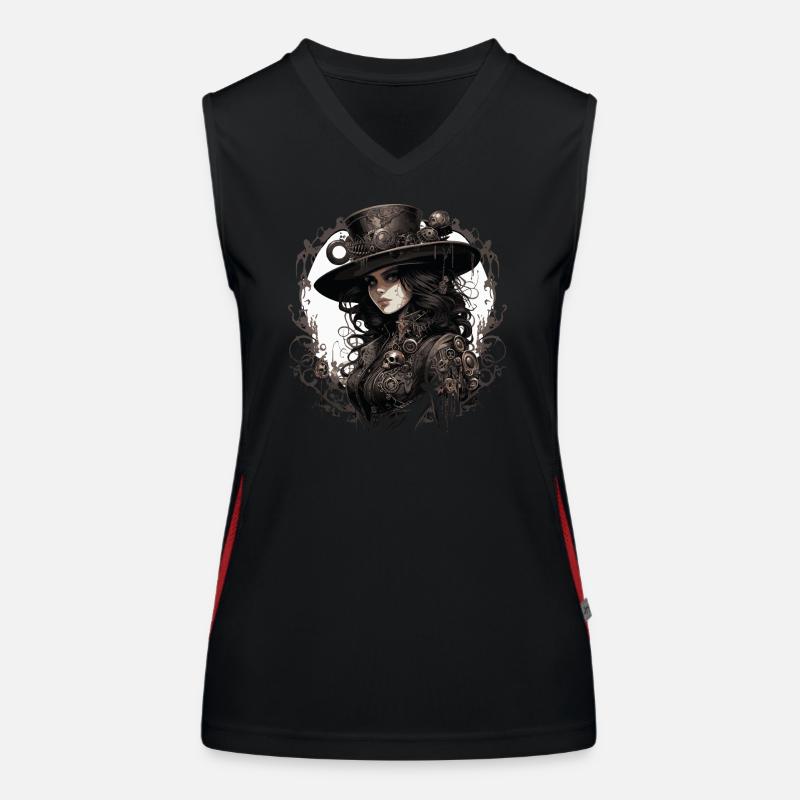 Emo Cowboy Steampunk Mädchen Funktionelles Kontrast-Tank Top für Frauen