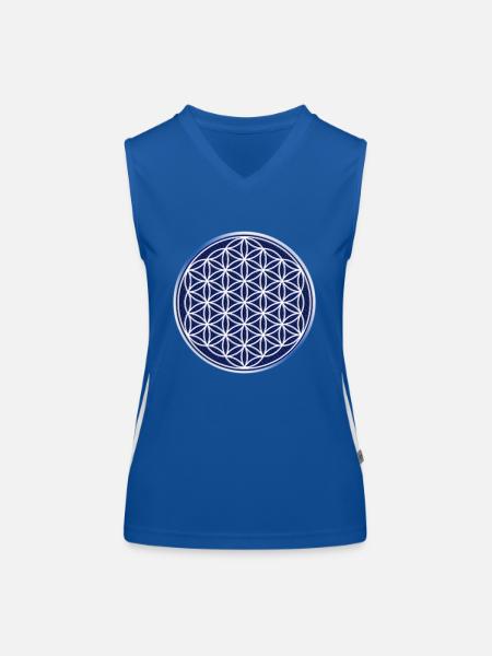 La fleur de la vie dans le ciel étoilé - Débardeur respirant contrasté Femme - bleu/blanc - Devant