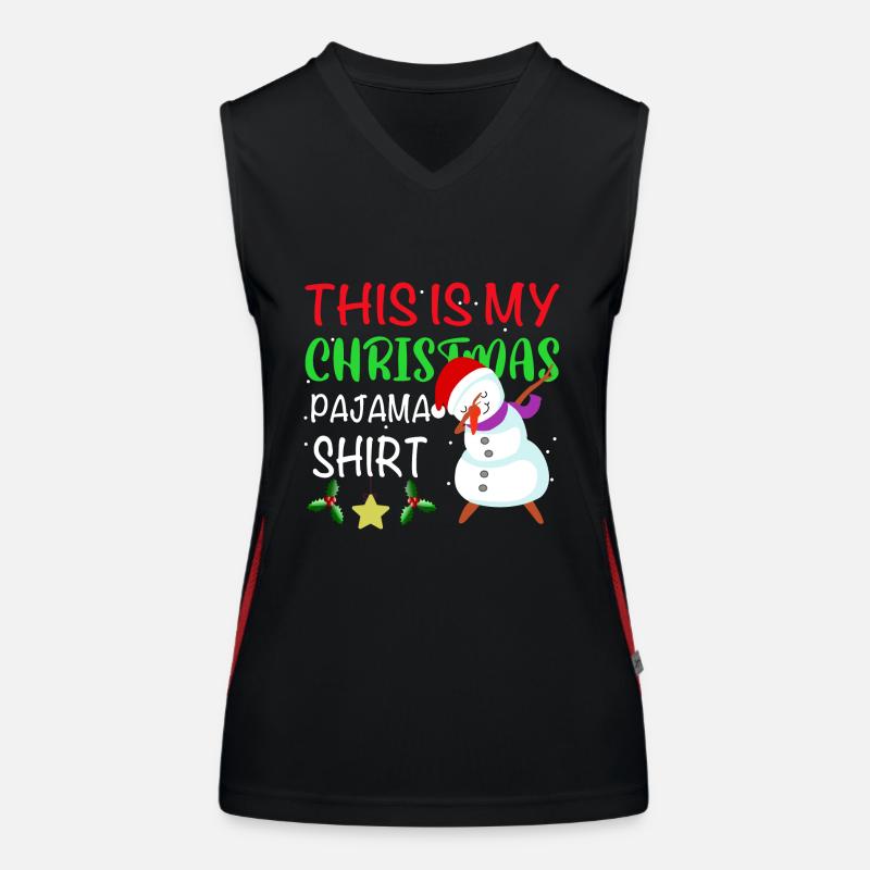 Merry Christmas Snowman Dabbing Women's Functional Contrast Tank Top