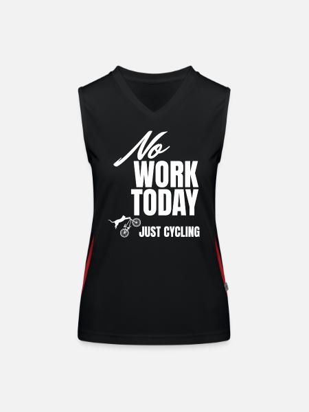 No work today. Just cycling für Radfahrer & Biker - Funktionelles Kontrast-Tank Top für Frauen - Schwarz/Rot - Vorne