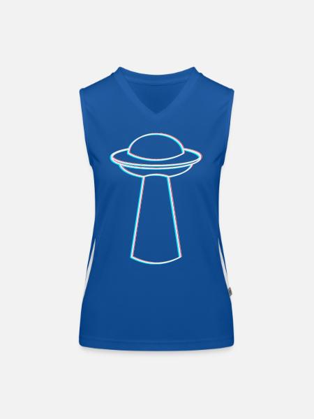 UFO Glitch – Ambiance rave et techno - Débardeur respirant contrasté Femme - bleu/blanc - Devant