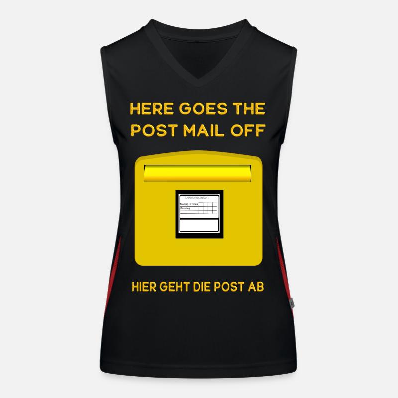 Here goes the post mail off. Hier geht die Post ab Funktionelles Kontrast-Tank Top für Frauen