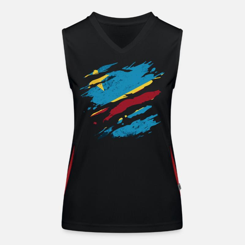 Congo - Drapeau National, Égratignures, Fissurations Débardeur respirant contrasté Femme