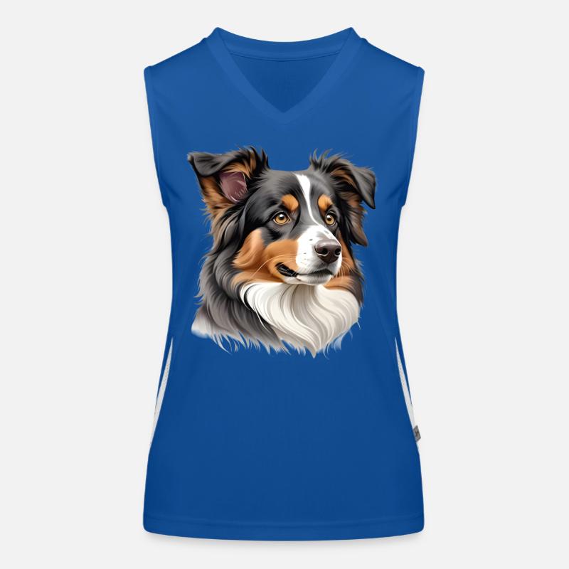 Australian Shepherd Kopf Funktionelles Kontrast-Tank Top für Frauen