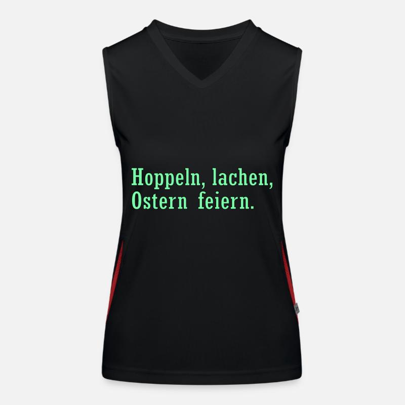 Hoppeln, Lachen, Ostern Feiern Funktionelles Kontrast-Tank Top für Frauen