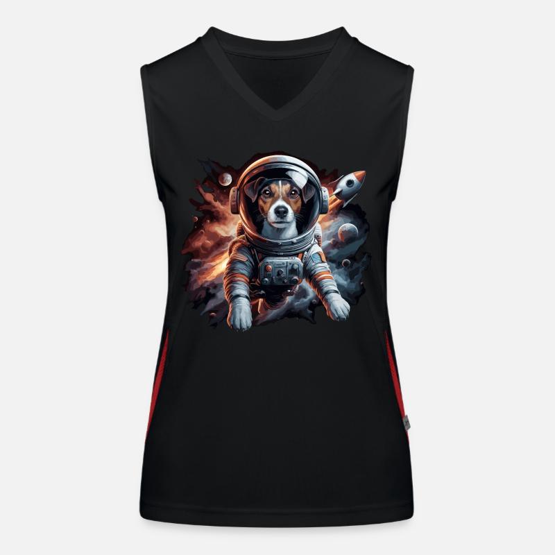 Astronaute Jack Russell Terrier fusée cadeau Débardeur respirant contrasté Femme