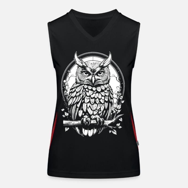 Owl on a branch Women's Functional Contrast Tank Top