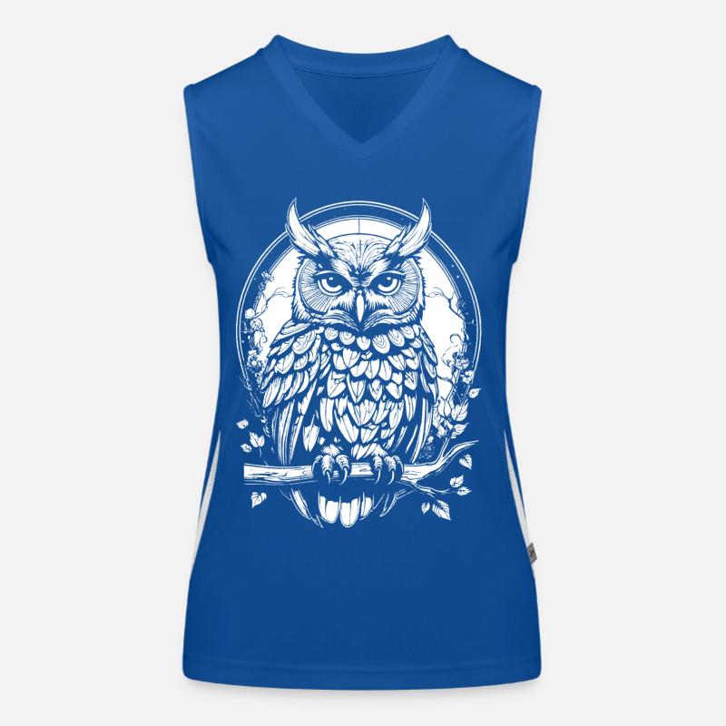 Eule auf einem Ast Funktionelles Kontrast-Tank Top für Frauen