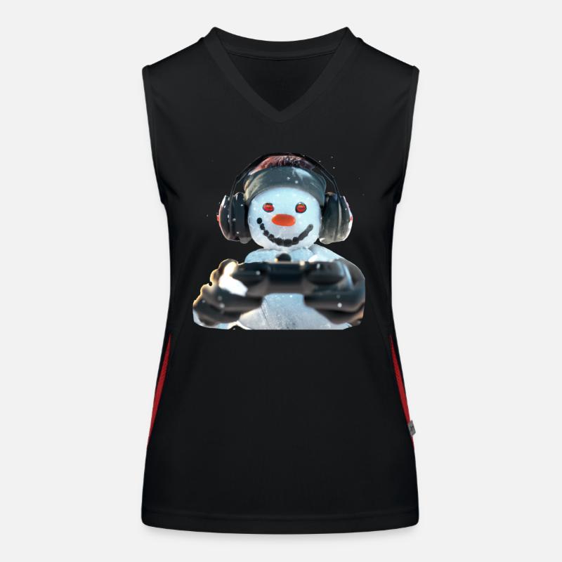 Snowman Gamer Gamepad Women's Functional Contrast Tank Top