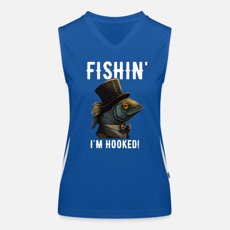 Retro Fishin Ich bin süchtig Funktionelles Kontrast-Tank Top für Frauen
