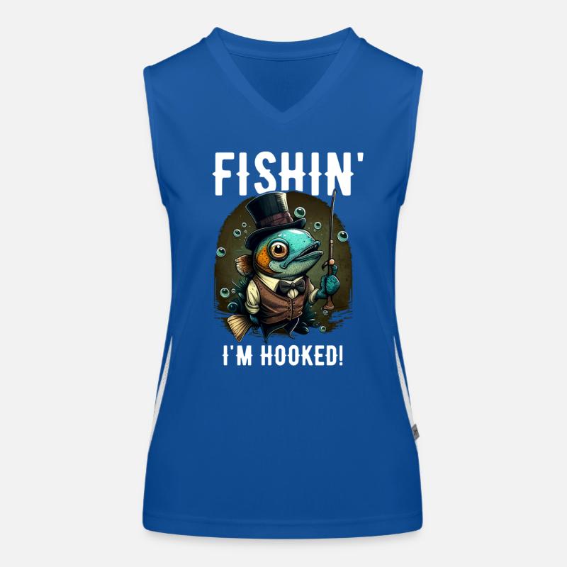Fishin I’m Hooked - Drôle de pêcheur Débardeur respirant contrasté Femme
