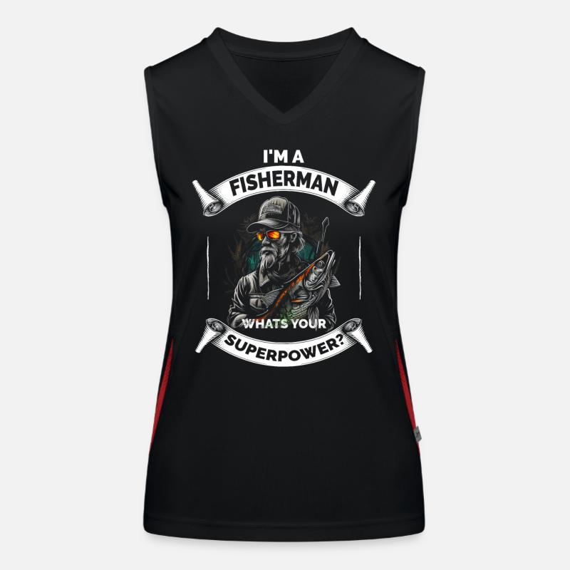 Lustiger Opa Papa Angelfischer Funktionelles Kontrast-Tank Top für Frauen