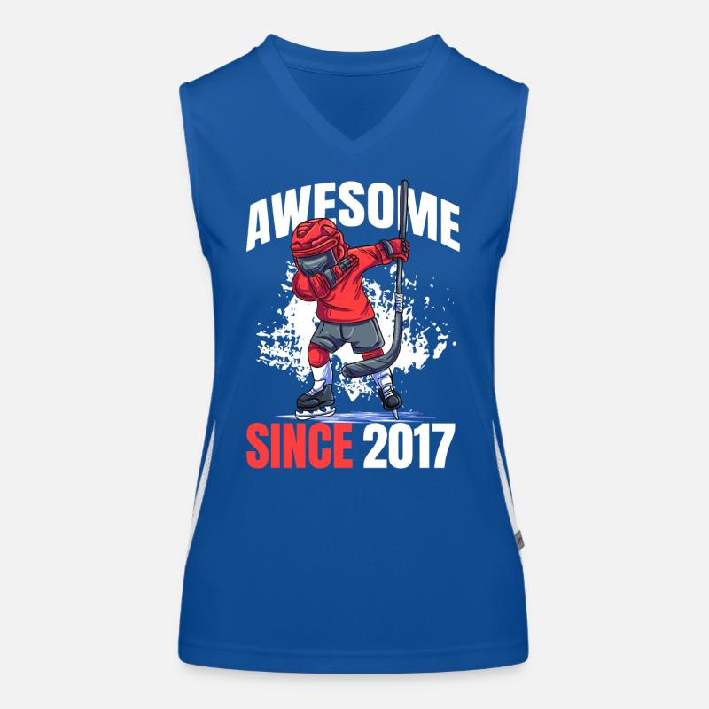 Awesome seit 2017 - 6. Eishockey Geburtstag Funktionelles Kontrast-Tank Top für Frauen