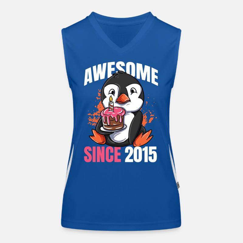 Genial seit 2015 - 8. Pinguin Geburtstag Funktionelles Kontrast-Tank Top für Frauen