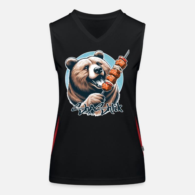 Shashlik Meat Skewer Bear Gift Women's Functional Contrast Tank Top