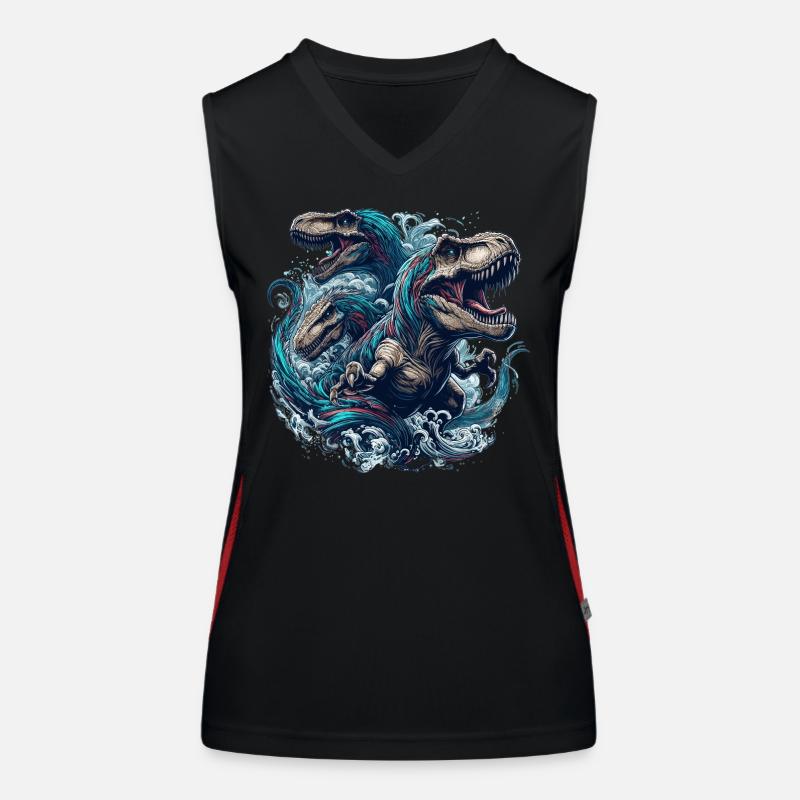 Cadeau de dinosaure Roaring T-Rex Trio Débardeur respirant contrasté Femme