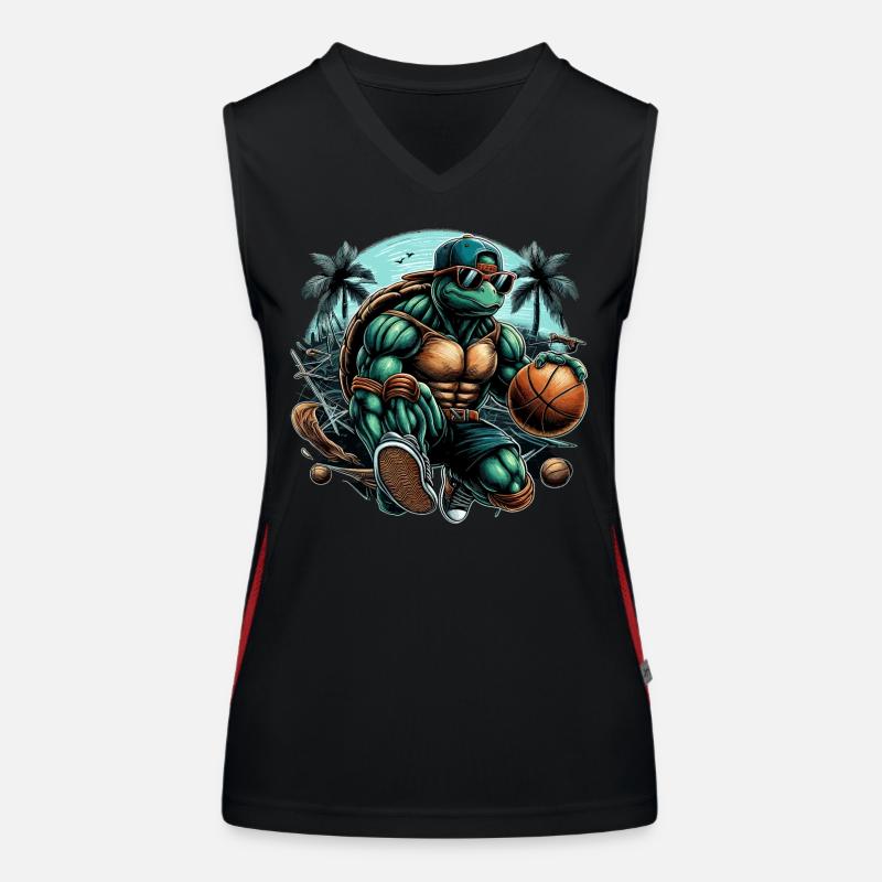 Basketball Turtle Fit Sunglasses Gift Women's Functional Contrast Tank Top