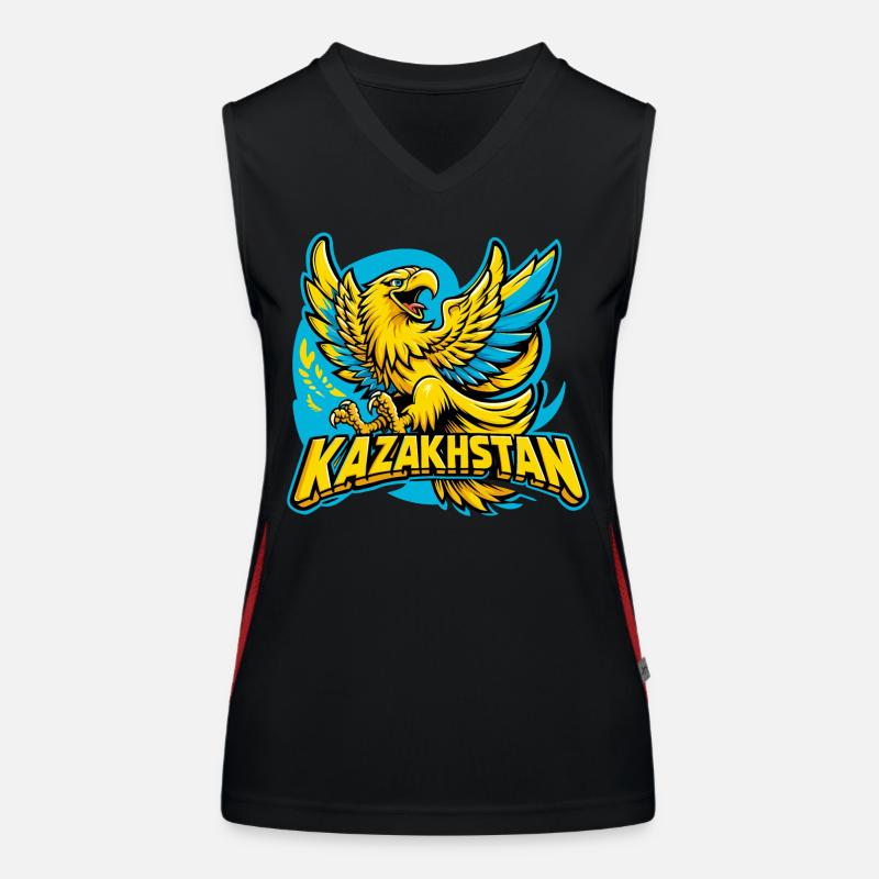 Kazakhstan Eagle Coat of Arms Emblem Flag Gift Women's Functional Contrast Tank Top