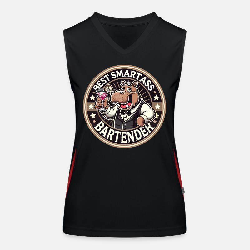 Barkeeper Barmann Nilpferd Flusspferd Geschenk Funktionelles Kontrast-Tank Top für Frauen