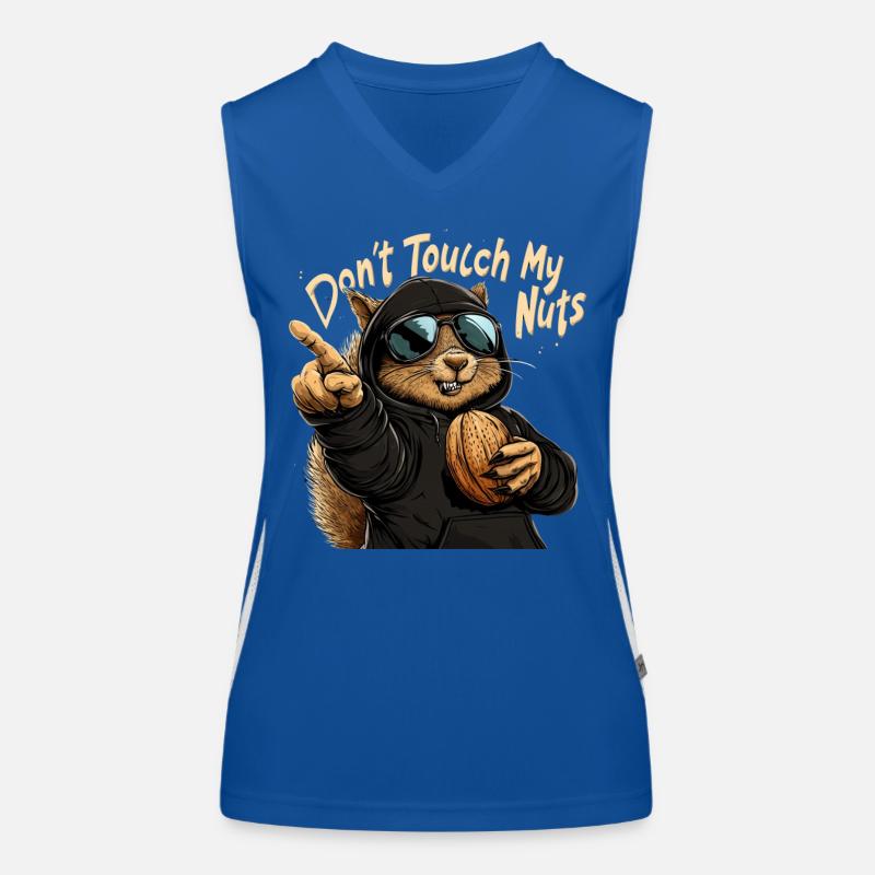 Don't Touch My Nuts - Funny Squirrel Design Women's Functional Contrast Tank Top