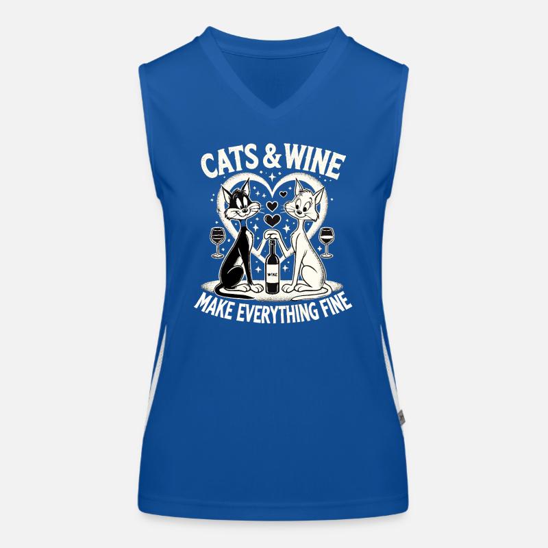 Katzen und Wein machen alles fein witzig Geschenk Funktionelles Kontrast-Tank Top für Frauen