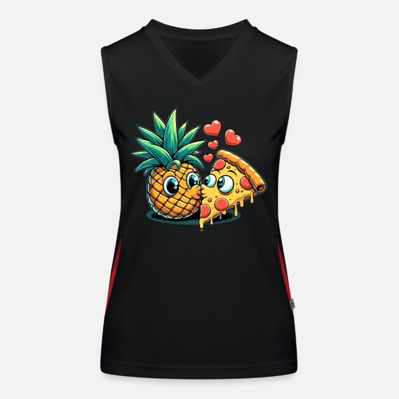 Pizza Hawaii Baiser Relation d’amour Drôle Cadeau Débardeur respirant contrasté Femme