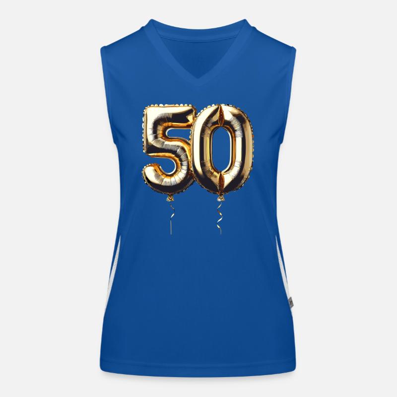 50 Years Gold Balloon Foil Balloon Gift Women's Functional Contrast Tank Top