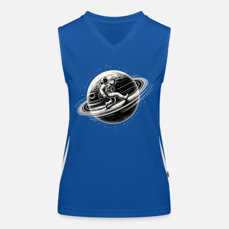 Astronaute Planète Grands Objectifs Orbite Jogging Cadeau Débardeur respirant contrasté Femme