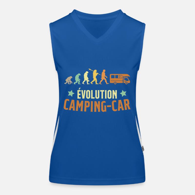 Evolution Camping Car Humor Geschenk Funktionelles Kontrast-Tank Top für Frauen