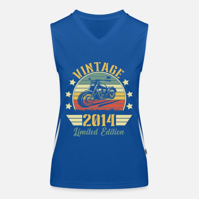 Vintage 2014 Retro Motorrad Geburtstagsgeschenk Funktionelles Kontrast-Tank Top für Frauen