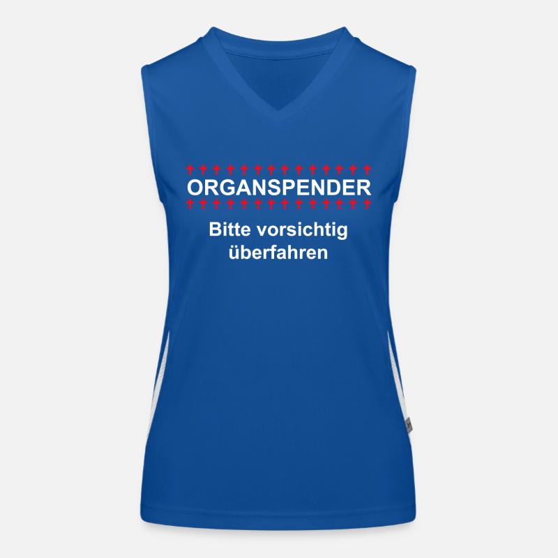 Organspender, bitte vorsichtig überfahren Funktionelles Kontrast-Tank Top für Frauen
