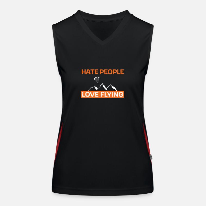 Hate people - love flying Funktionelles Kontrast-Tank Top für Frauen