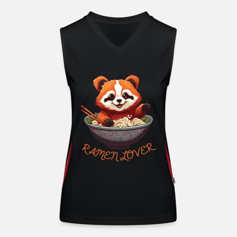 Red Panda and Ramen Bowl, Ramen Lover Women's Functional Contrast Tank Top
