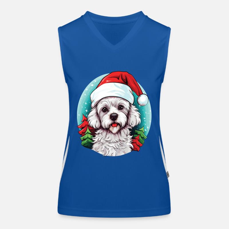 Bichon Hund feiert Weihnachten Funktionelles Kontrast-Tank Top für Frauen