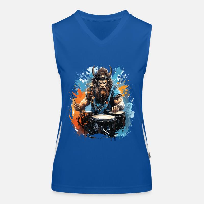 A Viking warrior who plays the drums. Women's Functional Contrast Tank Top
