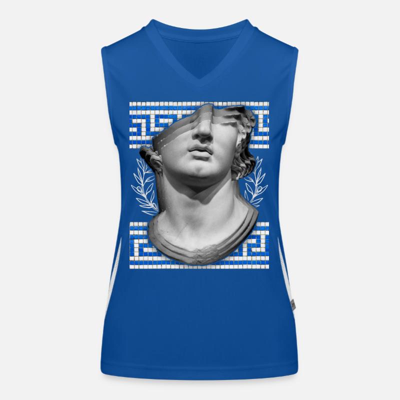 Greece, ancient sculpture, meandering pattern Women's Functional Contrast Tank Top