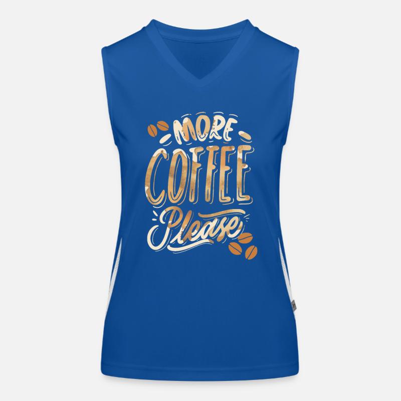 More-Coffee-Please, lustiger Kaffeetrinker Spruch Funktionelles Kontrast-Tank Top für Frauen