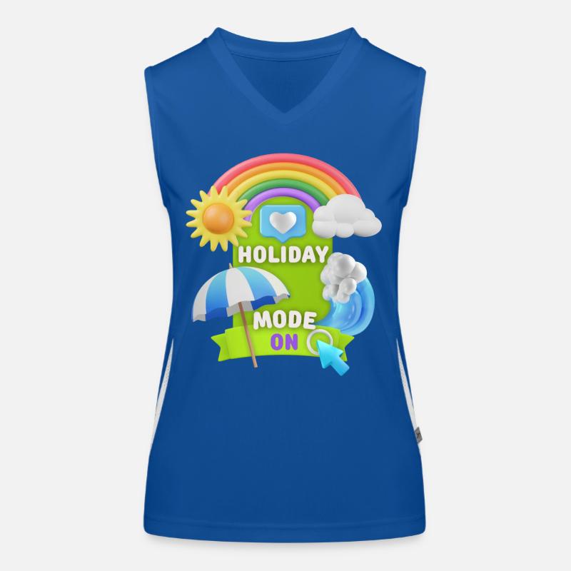 Holiday, Holiday-Mode-On funny saying, 3D design Women's Functional Contrast Tank Top