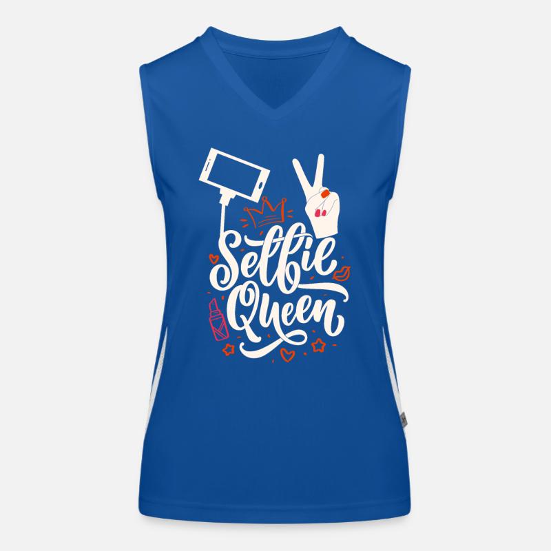 Selfie-Queen, lustiger Spruch, Kalligrafie Funktionelles Kontrast-Tank Top für Frauen
