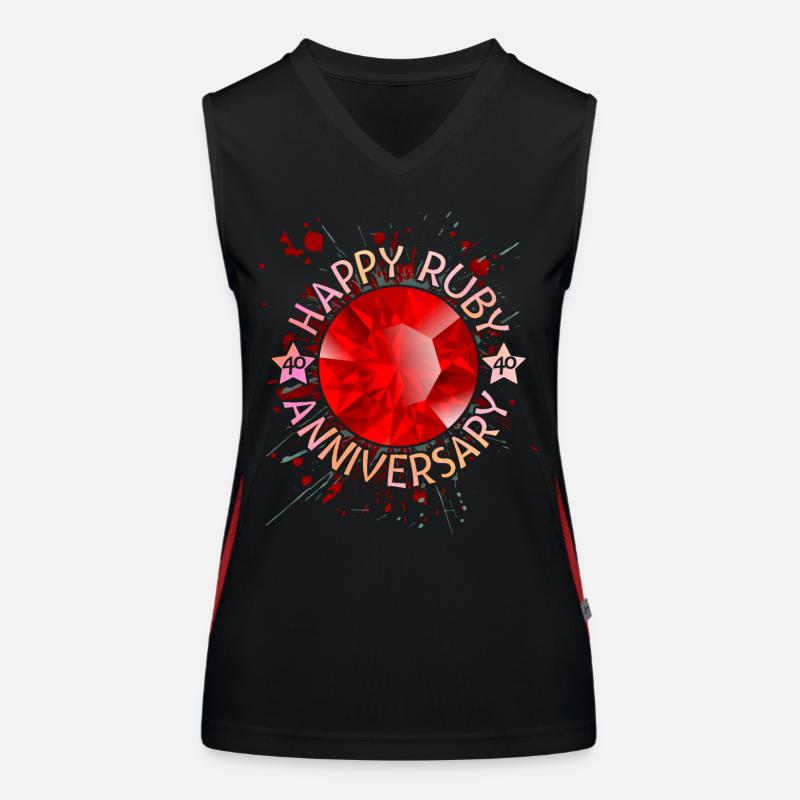 Ruby wedding, wedding anniversary 40 years Women's Functional Contrast Tank Top