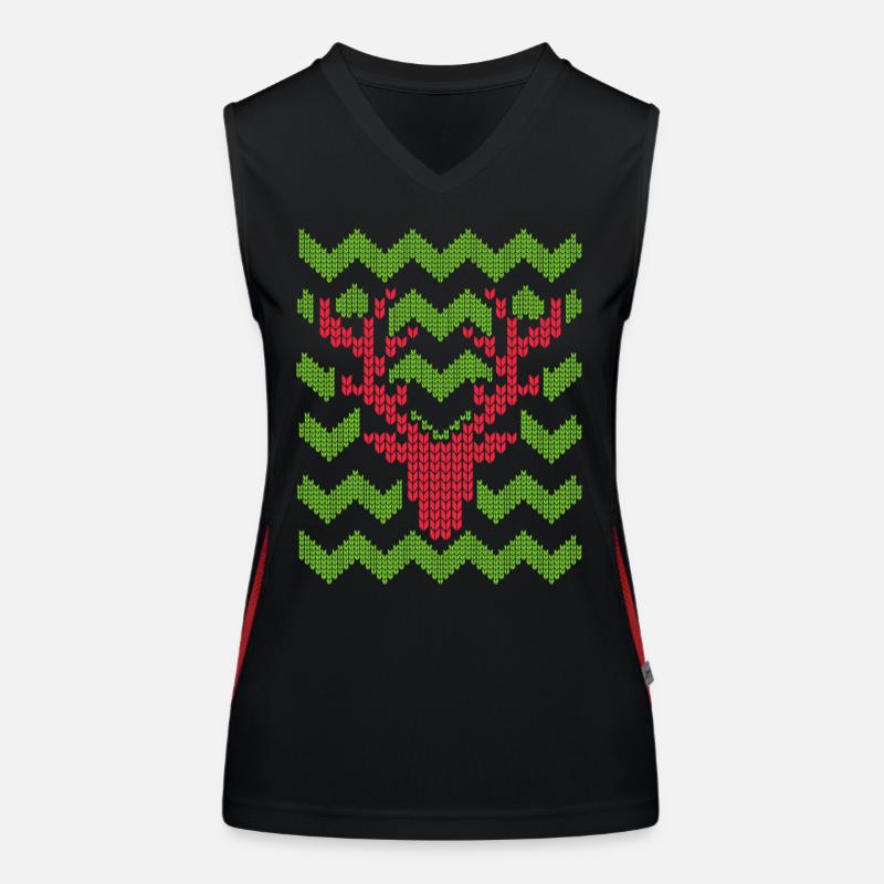 Reindeer Christmas knitted pattern knitted motif Women's Functional Contrast Tank Top