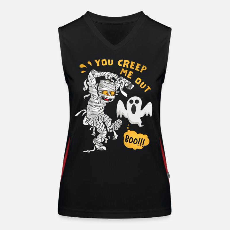 Comic Mummy, Halloween Mummy, Ghost Saying Women's Functional Contrast Tank Top