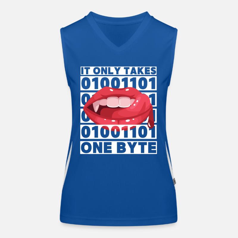 Bit Bytes Binary Computer Nerd, Vampire, Saying, Pun Women's Functional Contrast Tank Top
