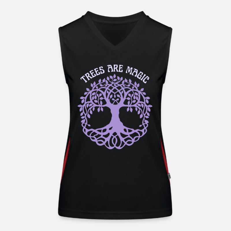 Baum-Illustration, Spruch, Lebensbaum Funktionelles Kontrast-Tank Top für Frauen