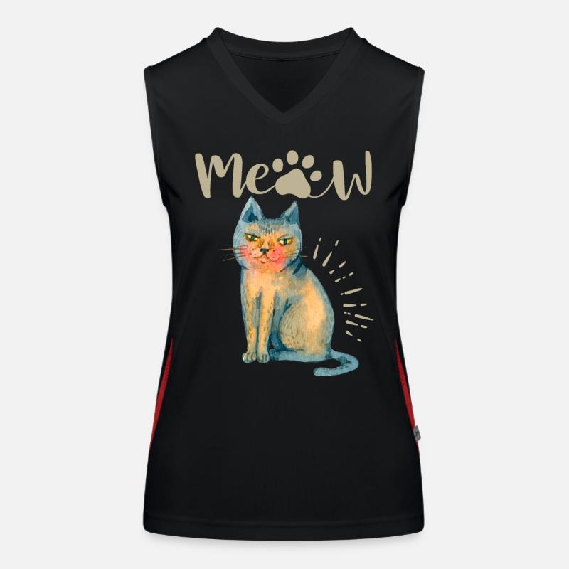 Lustige Katze, Spruch, Meow Funktionelles Kontrast-Tank Top für Frauen