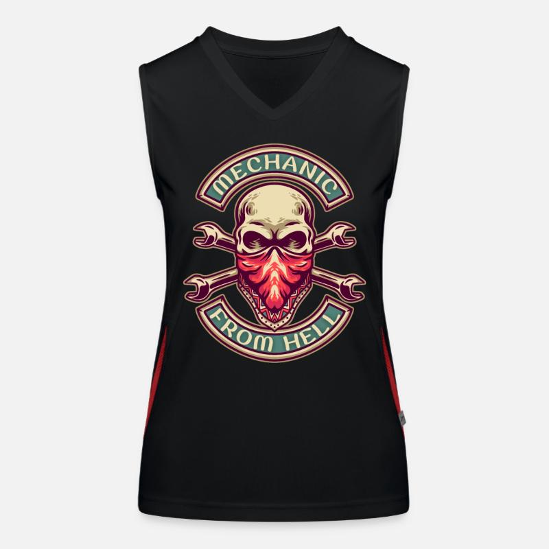 Motorcycle Mechanic, Skull Skull Retro Design Women's Functional Contrast Tank Top