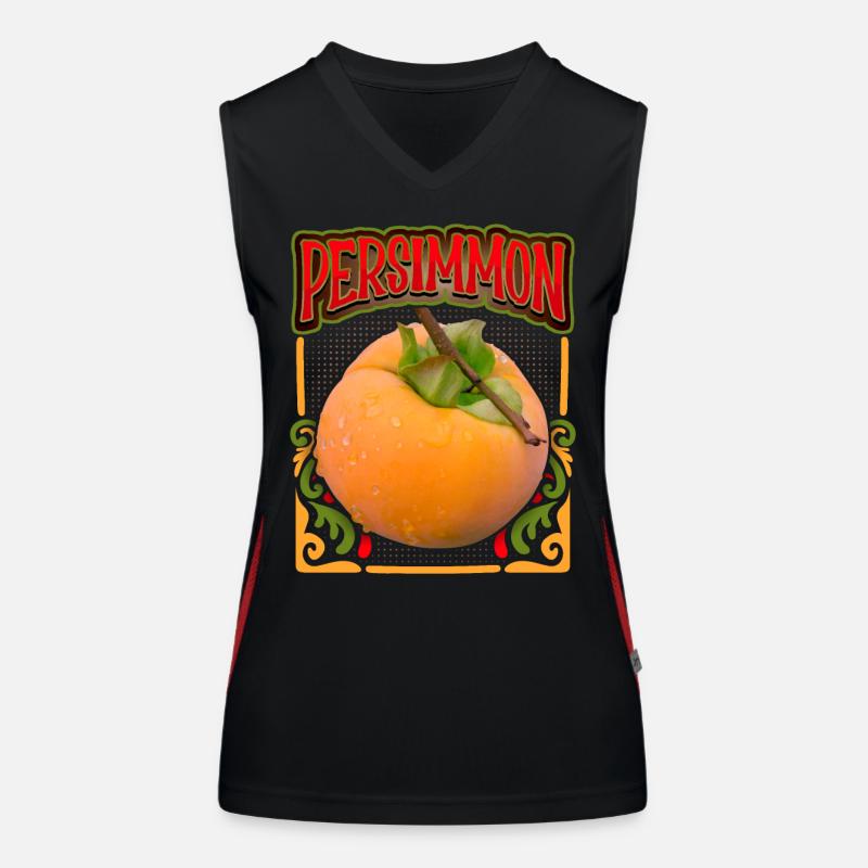 Persimmon, persimmon fruit, illustration Women's Functional Contrast Tank Top