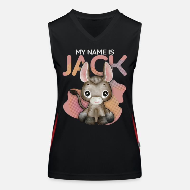 Esel, Jack-Donkey, lustiger Spruch My-Name-Is-Jack Funktionelles Kontrast-Tank Top für Frauen