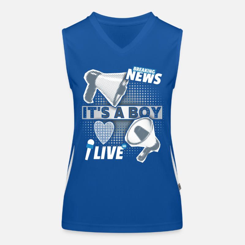 Baby-Junge, Ankündigung mit Megaphon, It's-a-Boy Funktionelles Kontrast-Tank Top für Frauen