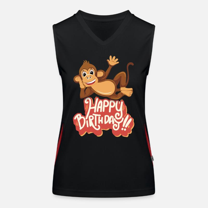 Happy-Birthday, lustiger Affe, Geburtstag Spruch Funktionelles Kontrast-Tank Top für Frauen